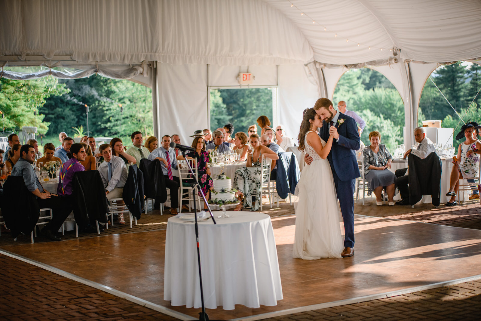 bride and groom dancing in reception