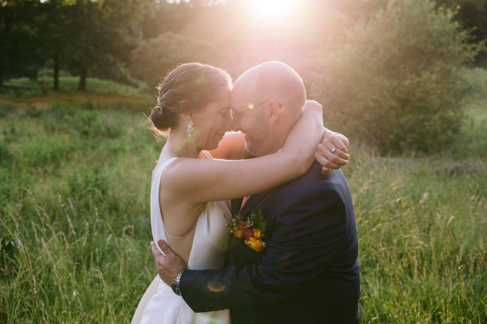 couples portrait at sunset round barn farm vermont