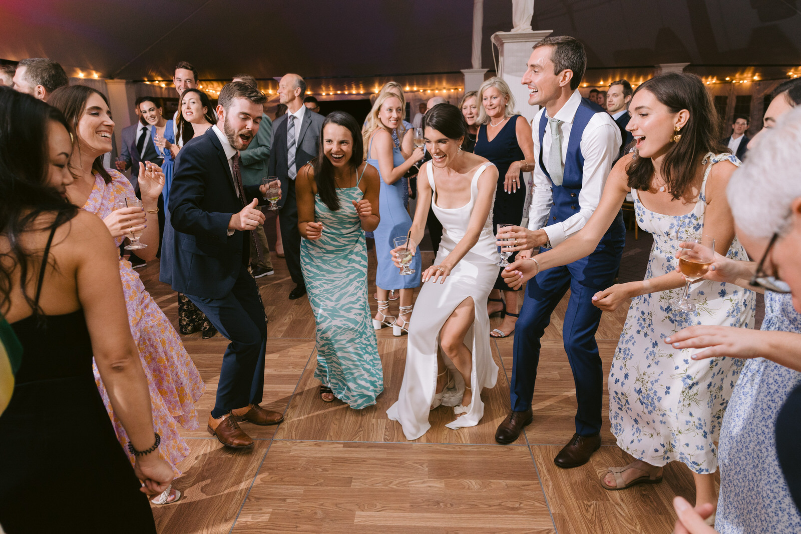 dancing at reception hildene summer wedding vermont