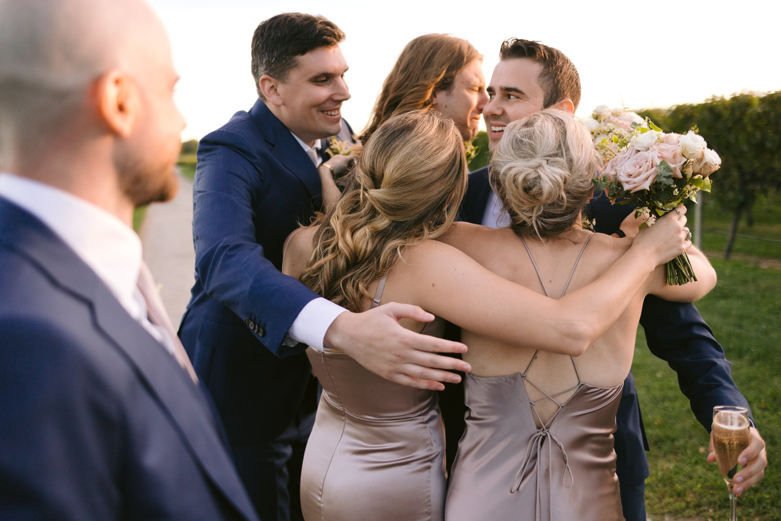 bridesmaids group hug